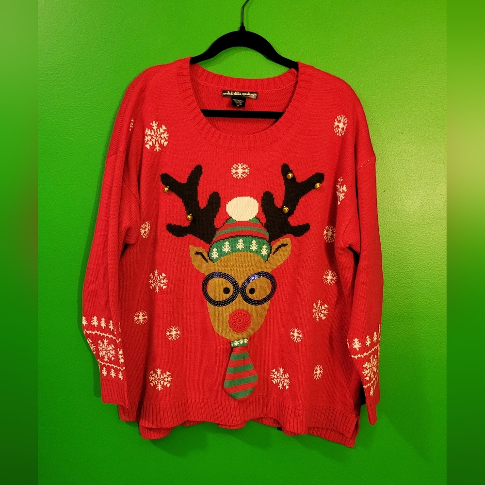 Women's Christmas Sweater, 2x, red